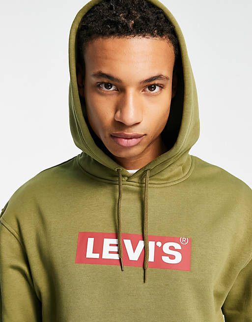 Levi's hoodie with boxtab logo in olive green | ASOS