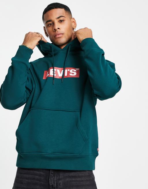 Levi s hoodie with boxtab logo in pine green ASOS