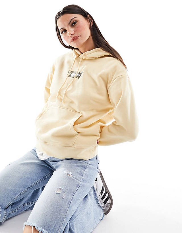 Levi's - hoodie with leopard print logo in cream