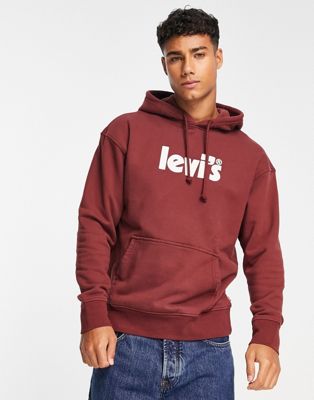 Levi's hoodie with poster logo in burgundy red