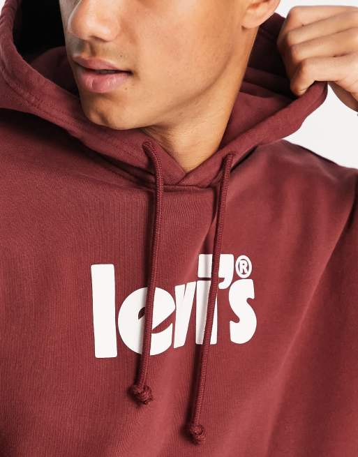 Levi's hoodie with poster logo in burgundy red | ASOS