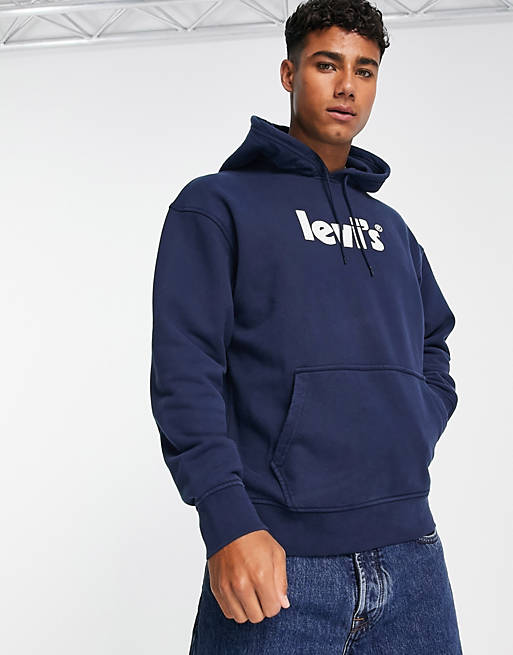 Levi's hoodie with poster logo in navy | ASOS