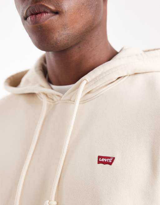 Levi's hoodie with small batwing logo in beige, 5 of 5