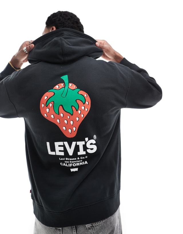 Levi's - hoodie with strawberry logo back print in black