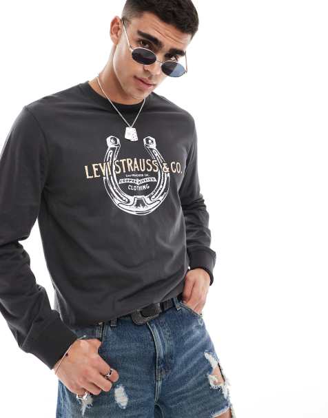 Levi's horseshoe logo relaxed fit long sleeve t-shirt in black