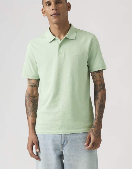 Levi's – Housemark Vintage Khaki Slub – Schmal geschnittenes Polohemd in Grün