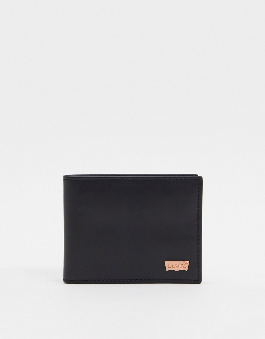 Levi's hunte bi-fold leather wallet in black