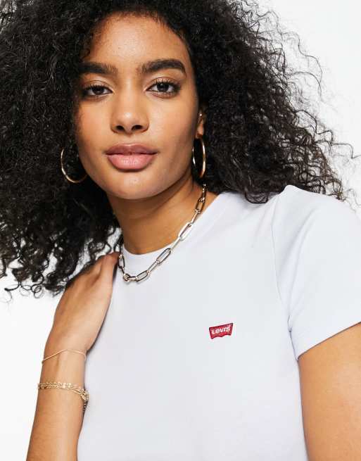 Levi's - Hvid kortærmet ribstrikket baby-T-shirt, 3 af 4