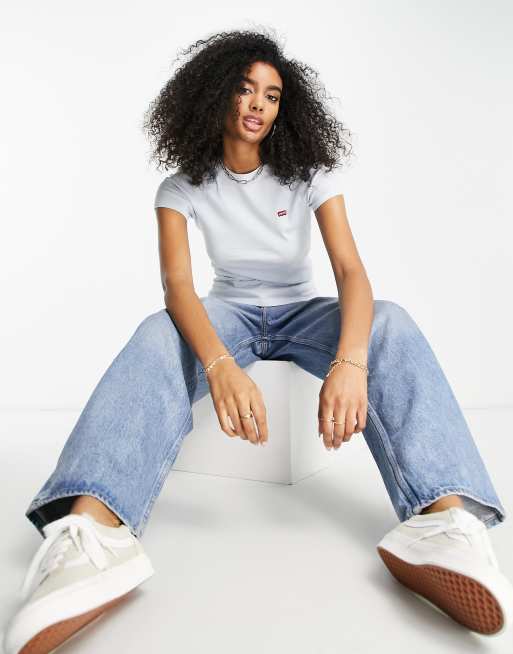 Levi's - Hvid kortærmet ribstrikket baby-T-shirt, 4 af 4