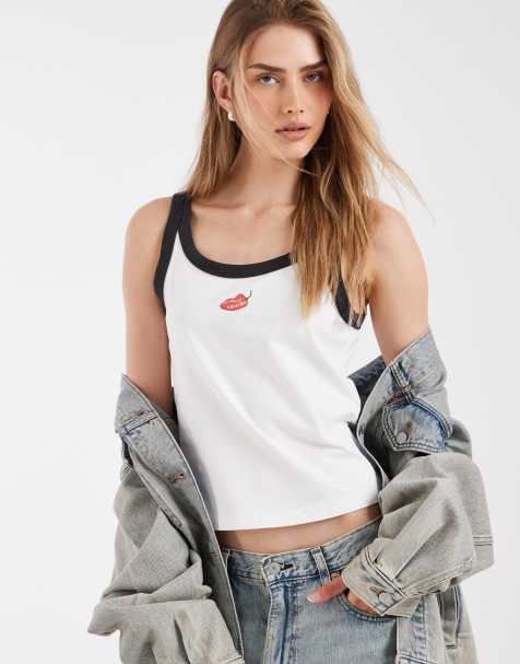 Levi's - Hvid ribstrikket racertop med chiliprint - view 1