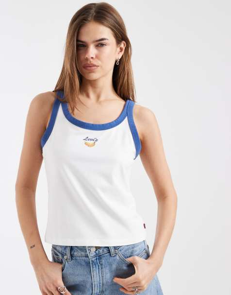 Levi's - Hvid ribstrikket racertop med citrongrafik - view 1
