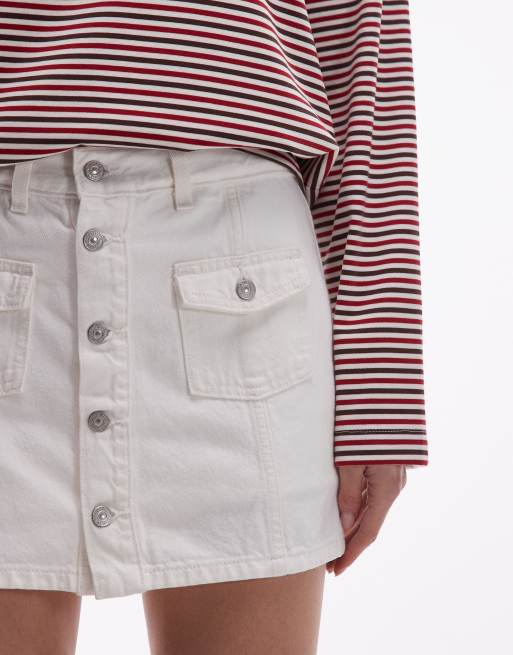 Levi's - Hvid skort i denim med knapper foran, 3 af 5