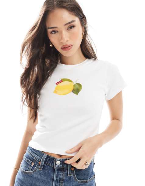 Levi's - Hvid sporty T-shirt med citronprint - view 1