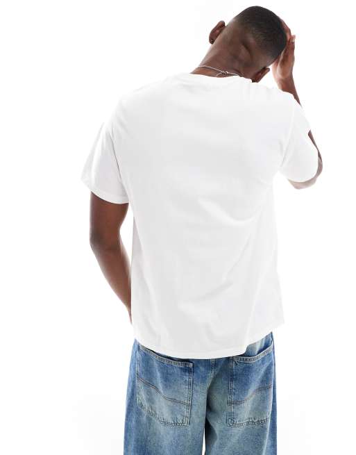 Levi's - Hvid T-shirt med firkantet logoprint i afslappet pasform, 4 af 4