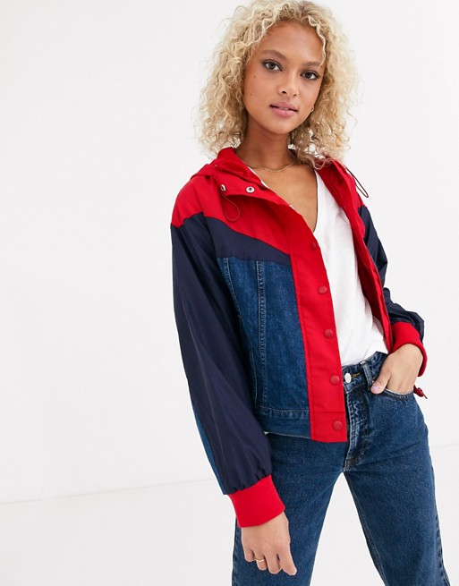 Levi's hybrid slouch jacket in red and ablue