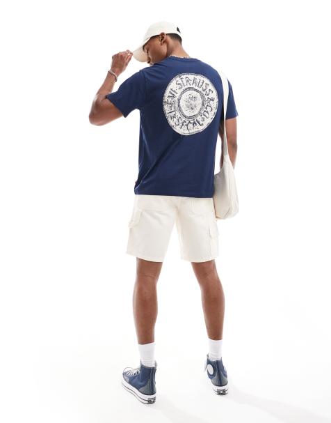 Levi's icon button logo back print relaxed fit t-shirt in navy - view 1