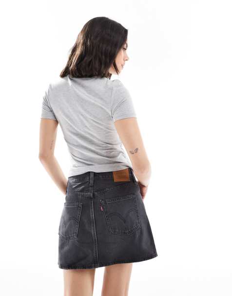 Levi's icon denim skirt in washed black
