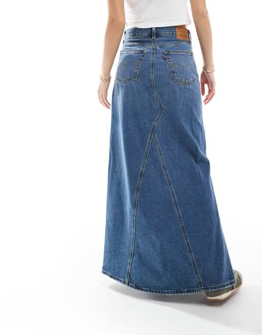 Denim Midi Skirt Levis Denim Long Skirt Levis Black Denim Flare