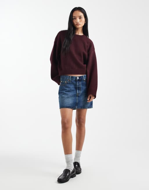 Levi's Icon denim mini skirt in mid blue, 2 of 5