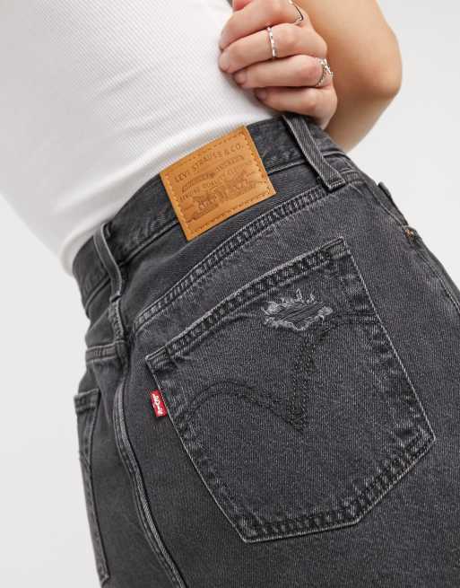 Ithaca Emuleren brandwonden Levi's - Icon - Denim rok met hoge taille in zwart met wassing | ASOS