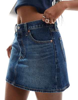 Levi's Icon Denim Skirt In Dark Blue-navy