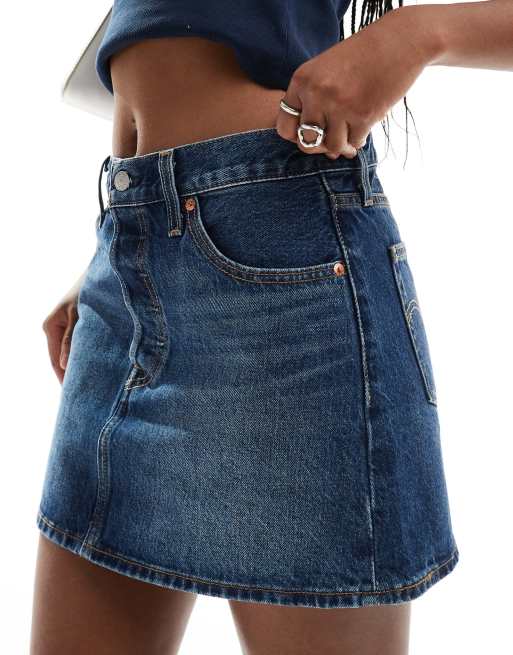 Levi's dark denim skirt hotsell