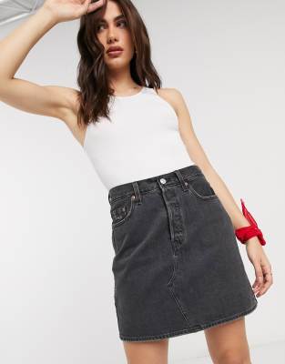 buy black denim skirt