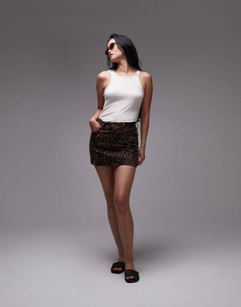 Levi's Icon denim mini skirt in leopard print