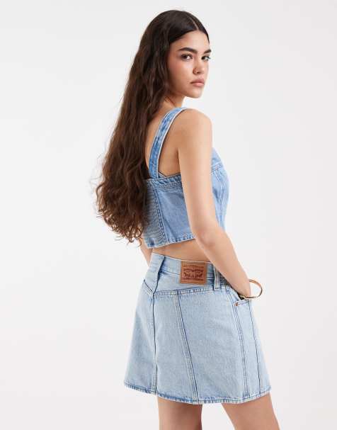 Levi's – Icon – Ljusblå kjol med dekorativ söm - view 1