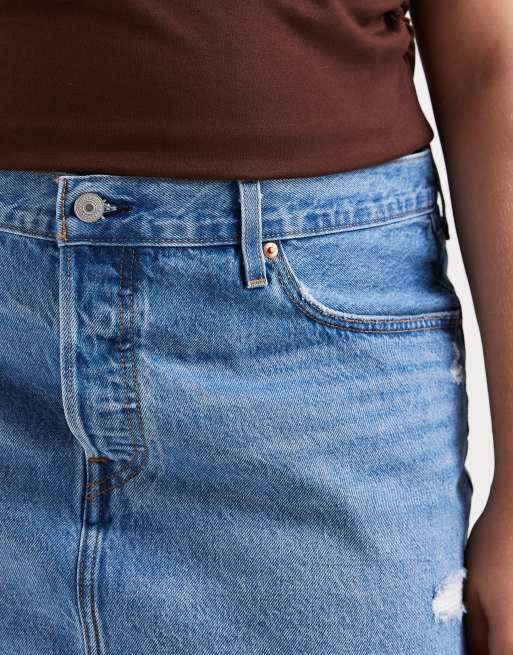 Levi's - Icon - Mellemblå forvasket nederdel, 5 af 5