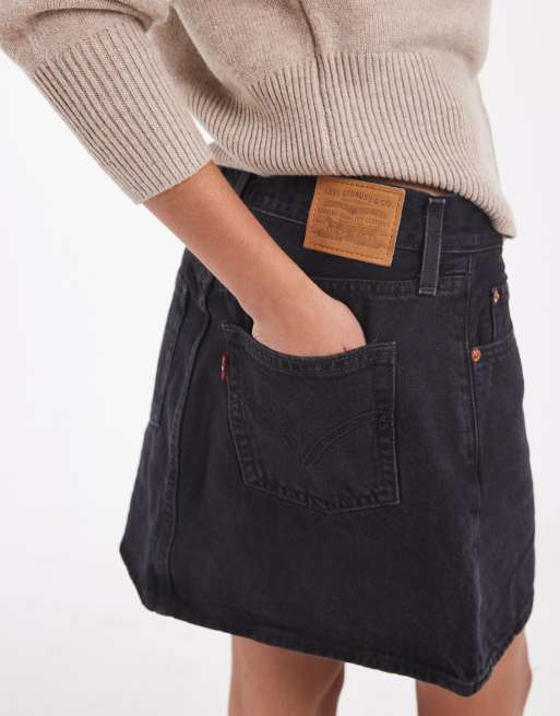 Levi's - Icon - Minigonna di jeans nero slavato, 4 di 5