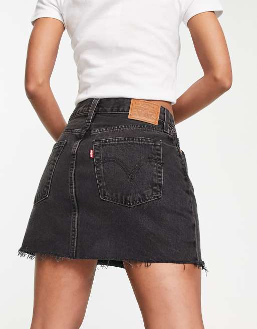 Levi's icon skirt with distressed hem in black ASOS