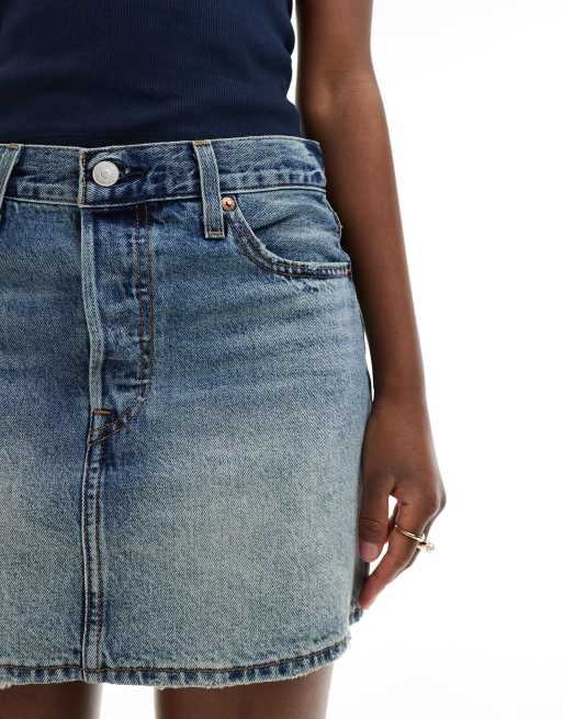 Levi's icon vintage denim skirt in mid blue ASOS