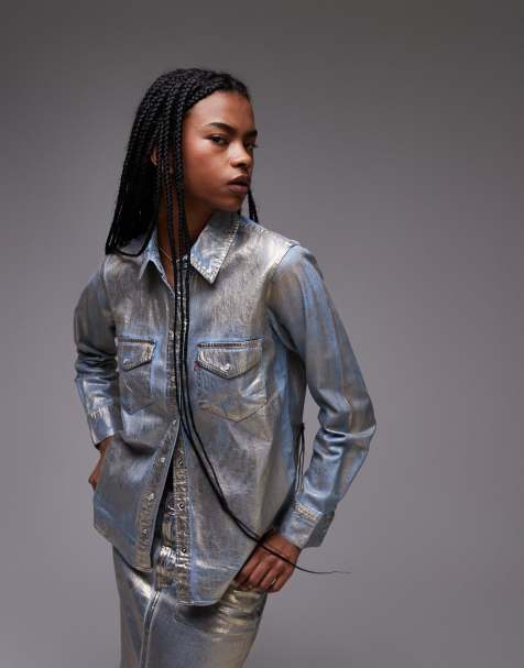 Levi's - Iconic - Chemise d'ensemble style western en denim métallisé - Doré - view 1