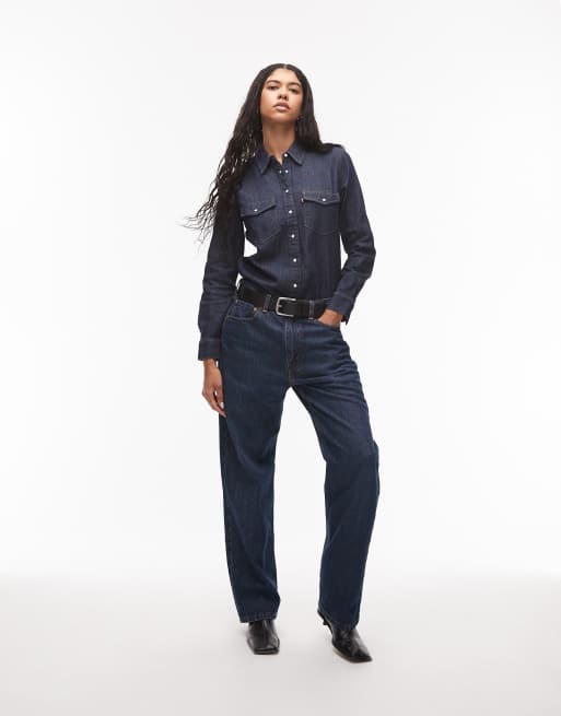 Levi's Iconic denim western shirt in indigo, 2 of 4