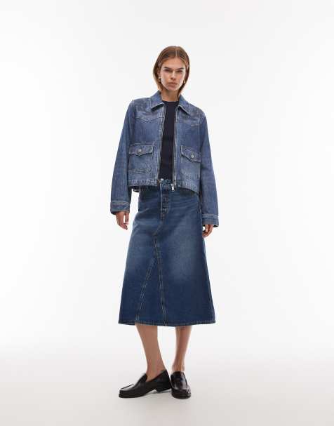 Levi's Iconic long denim skirt in mid wash