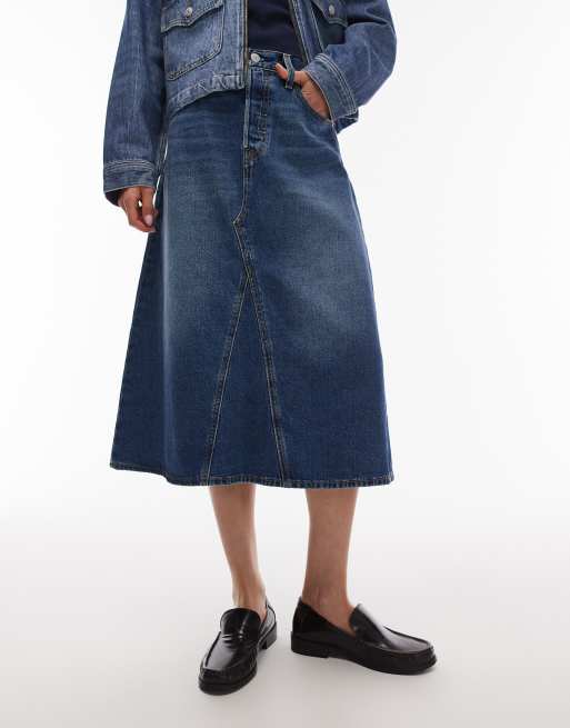 Levi's – Iconic – Niebieska długa spódnica jeansowa, 2 z 5