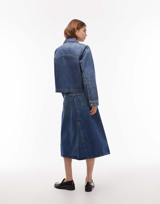 Levi's – Iconic – Niebieska długa spódnica jeansowa, 4 z 5
