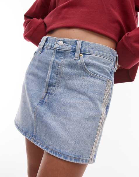 Levi's - Ikon - Lyseblå og udsmykket denimnederdel - view 1