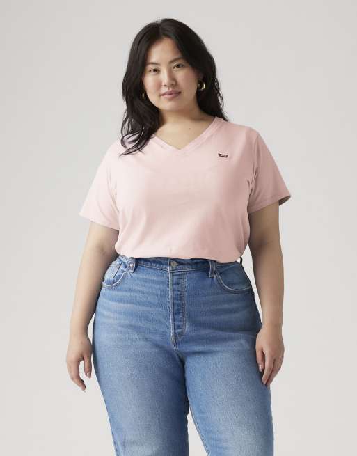 Levi's il perfetto top con scollo a V (taglia comoda) rosa