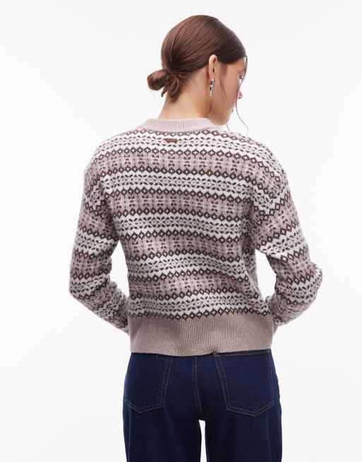 Levi's – Ines – Brun, flerfärgad fairisle-tröja, 4 av 4