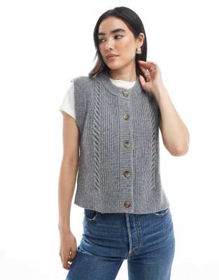 Levi's - Ines - Pull sans manches en maille côtelée - Gris