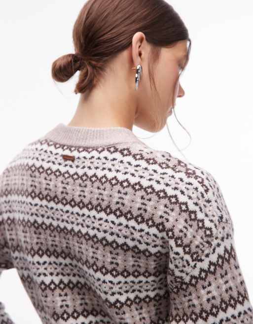 Levi's – Ines – Pullover mit Norwegermuster in Braun-Bunt, 2 von 4