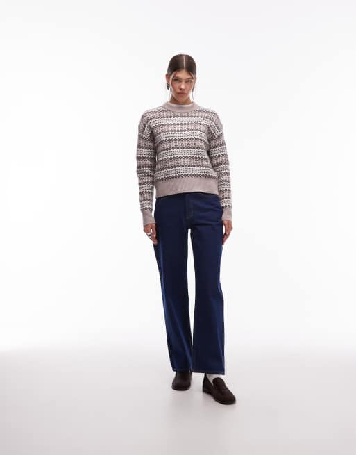 Levi's – Ines – Pullover mit Norwegermuster in Braun-Bunt, 3 von 4