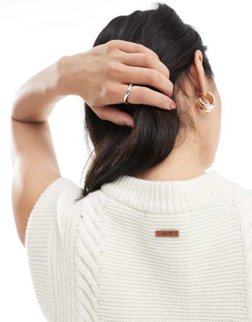 Levi's – Ines – Pullunder aus Wollmix in Weiß mit Zopfmuster, 3 von 4