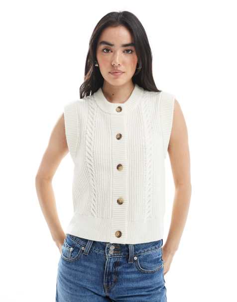 Levi's Ines wool blend cable knit vest in white - view 1