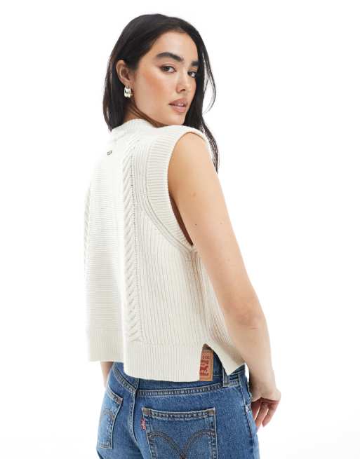 Levi's Ines wool blend cable knit vest in white, 2 of 4