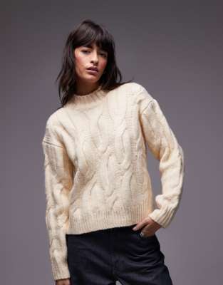 Levi's - Isabel - Locker sitzender Strickpullover in Beige mit Zopfmuster-Neutral