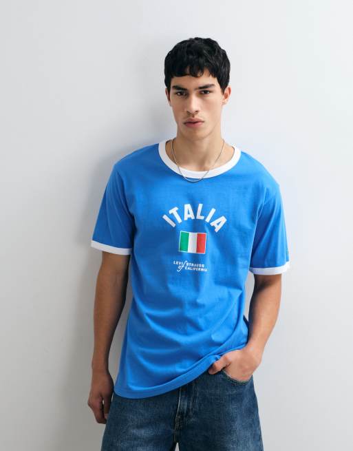 Levi's - Italia - T-shirt rétro blu con bordi a contrasto, 5 di 5