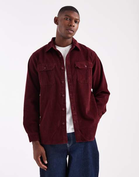 Levi's jackson cord worker shirt in burgundy
